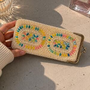 Vintage Floral Beaded Kiss Lock Coin Purse